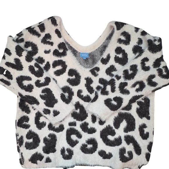 Neely Sweater Leopard Print XS (fits like s/m) from Nordstrom Double V Neck - Picture 4 of 7
